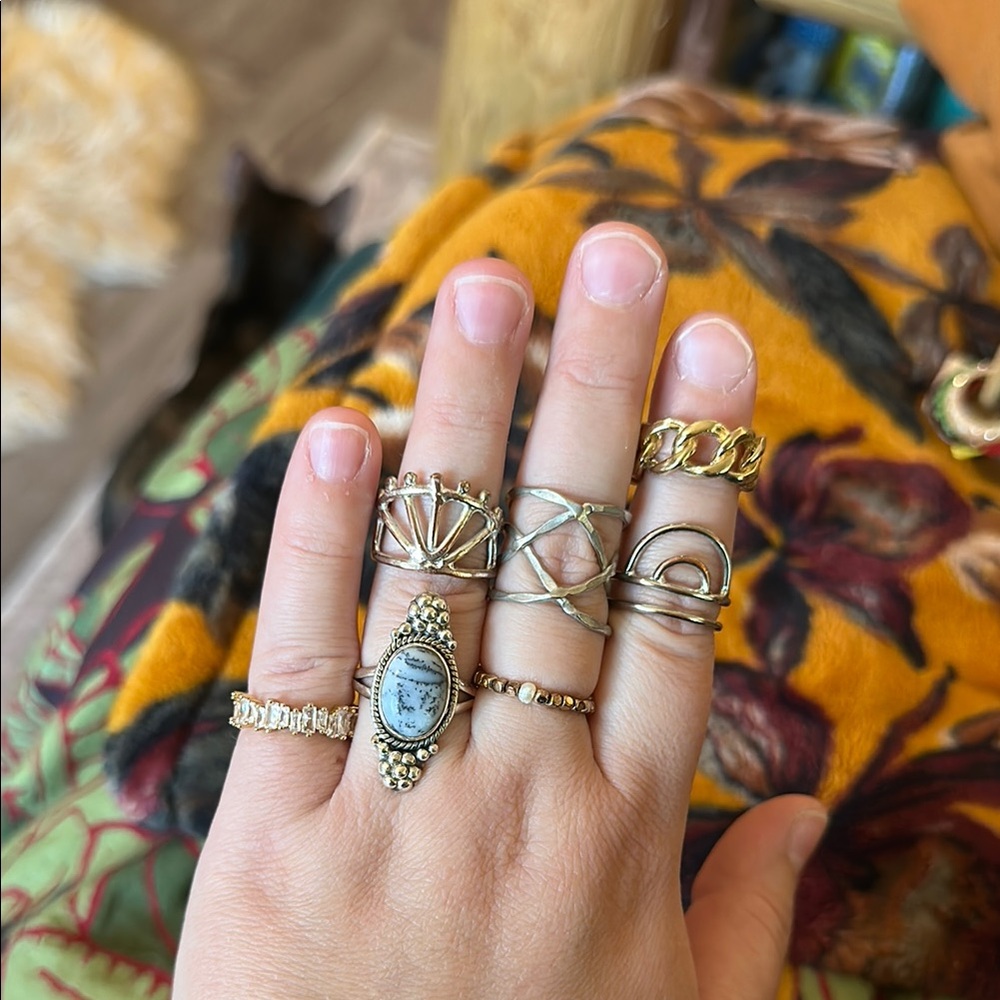 Elegant silver and Gold-Tone Ring Set